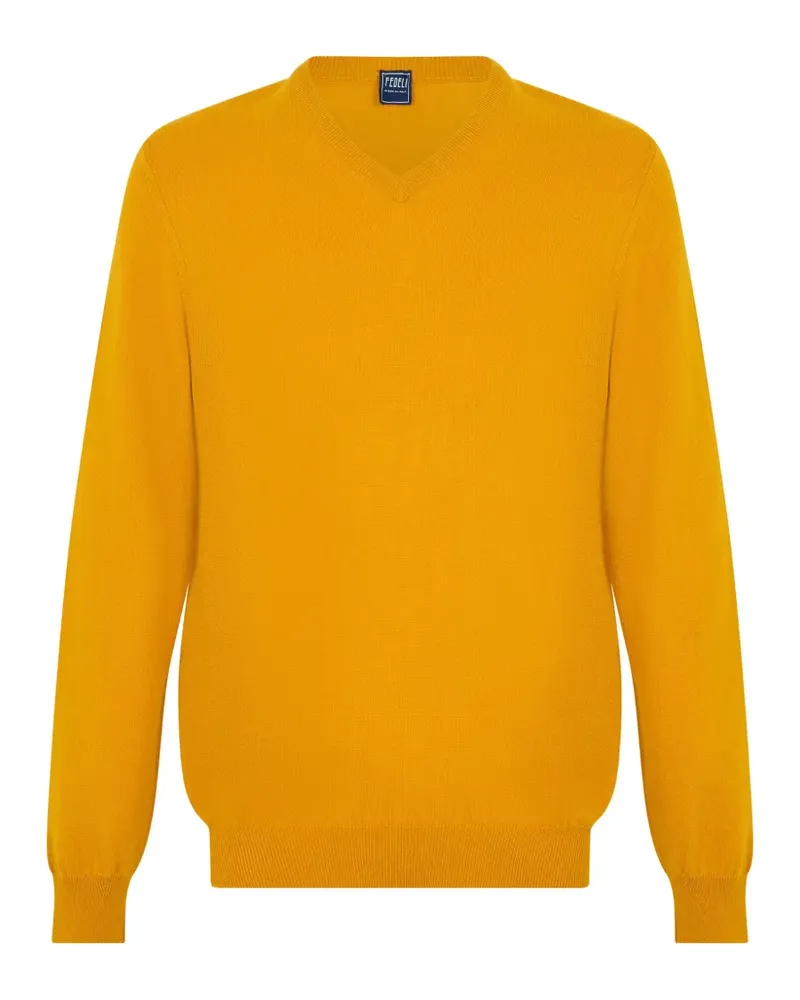 Fedeli V-neck cashmere sweater - Gelb Gelb