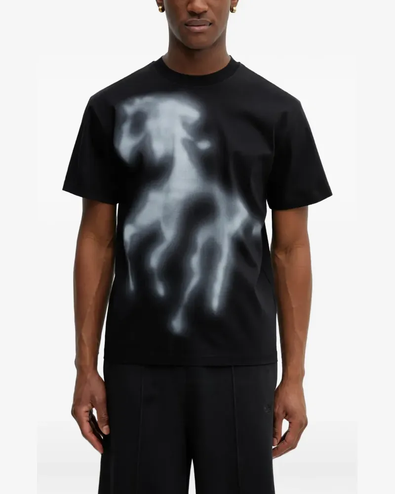Heliot Emil T-Shirt mit Airbrush-Effekt - Schwarz Schwarz