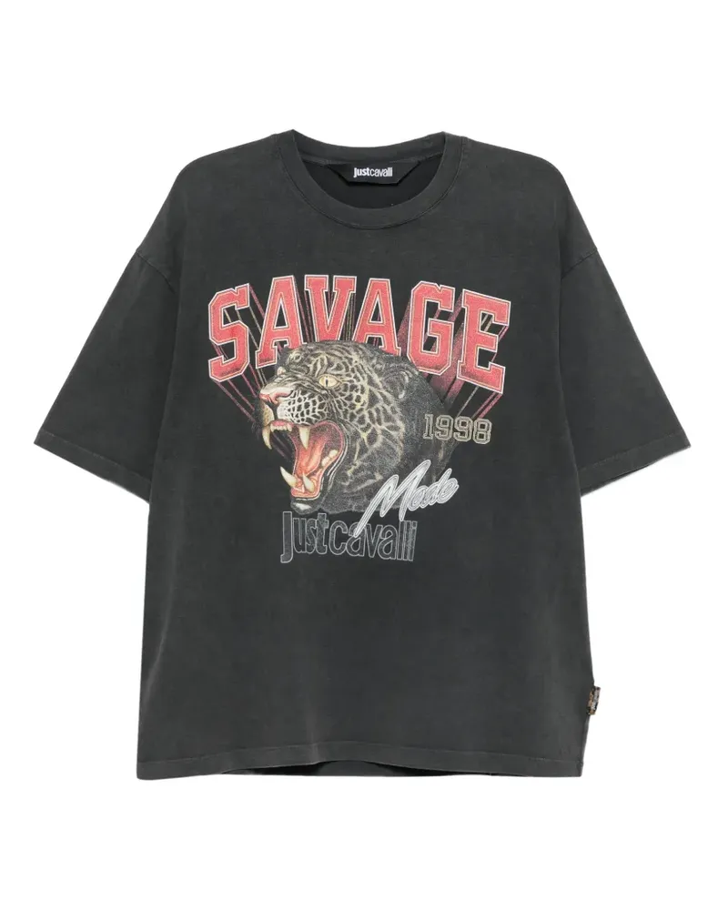 Just Cavalli T-Shirt mit grafischem Print - Schwarz Schwarz