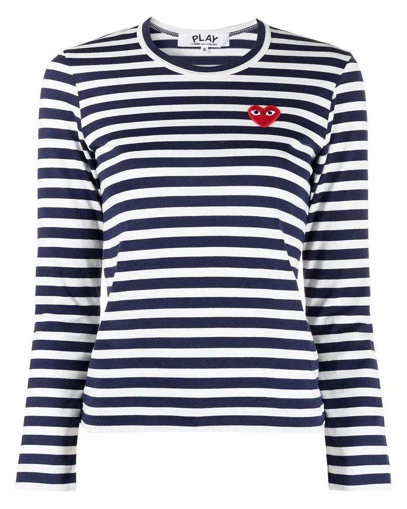 Comme des Garçons Gestreiftes Oberteil mit Logo - Blau Blau