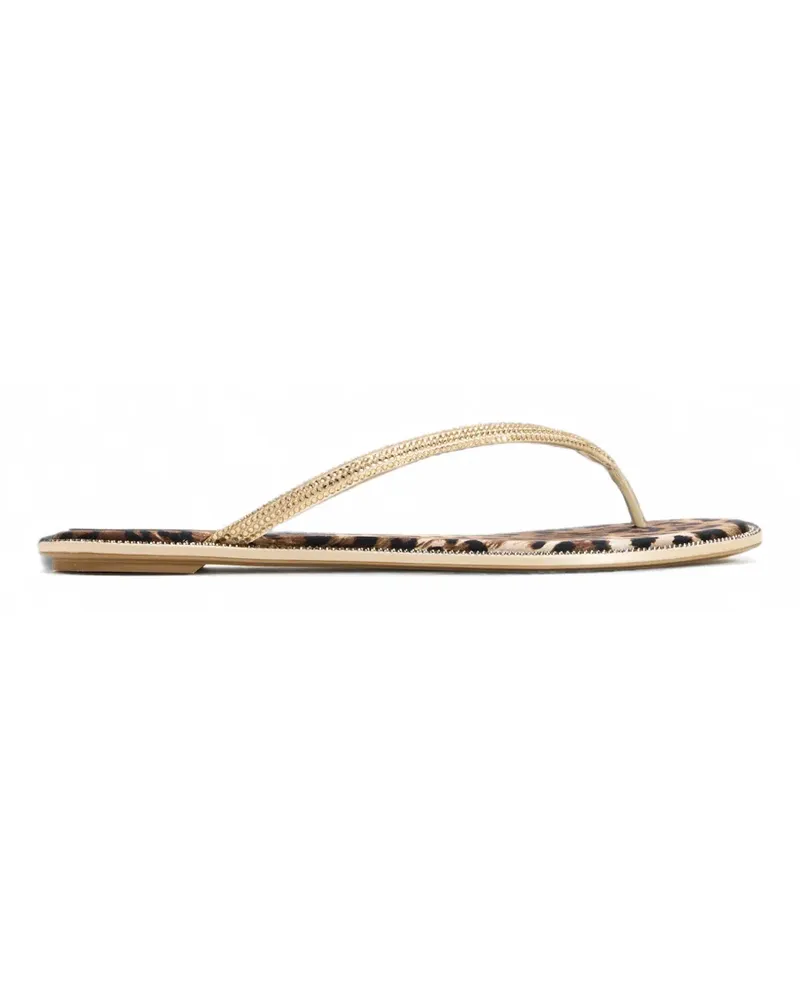 René Caovilla leopard-print crystal-embellished sandals - Gold Gold