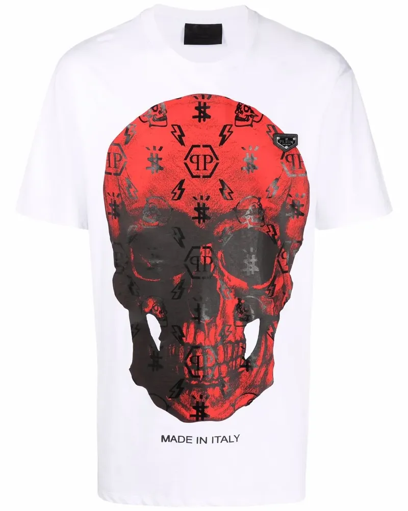 Philipp Plein T-Shirt mit Monogramm-Totenkopf - Weiß Weiß