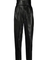 Philipp Plein Lederhose mit hohem Bund Schwarz