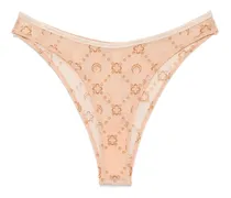 Beflockter Mesh-Tanga - Nude