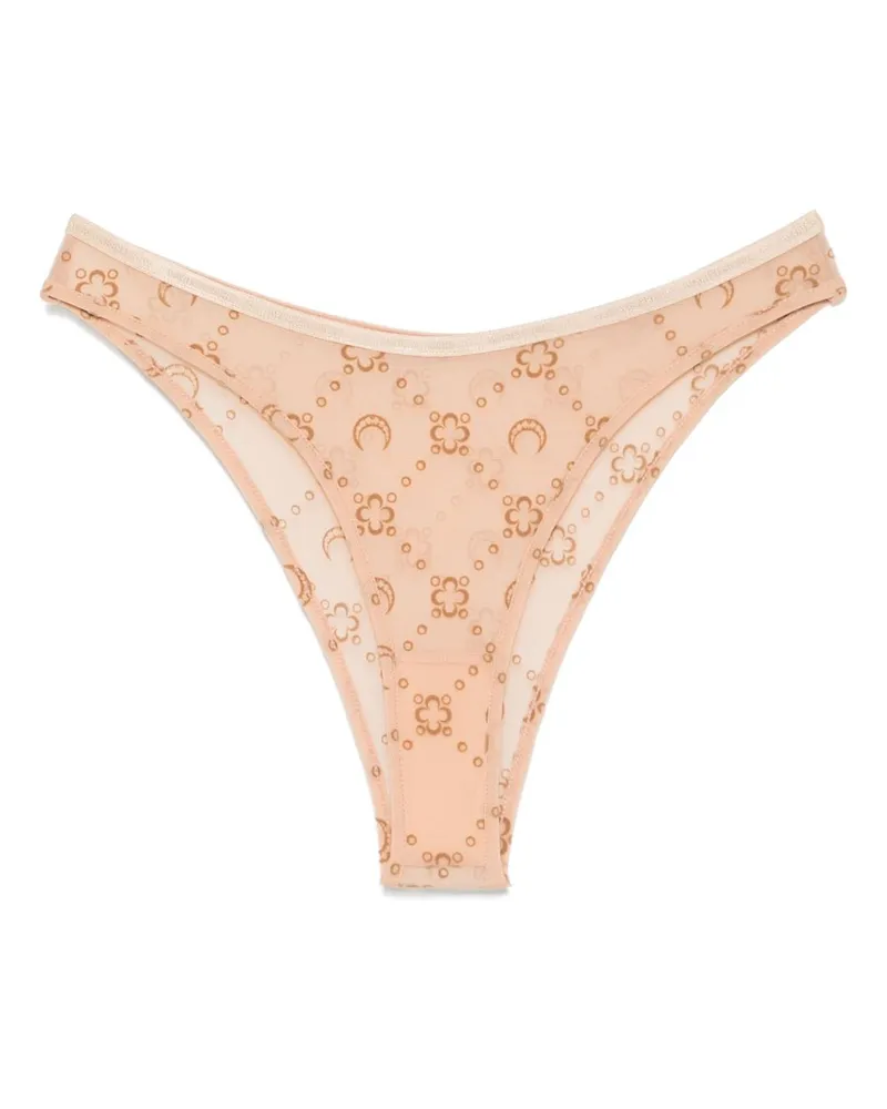 Marine Serre Beflockter Mesh-Tanga - Nude Nude