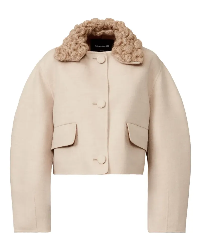 Fabiana Filippi Wolljacke mit gestricktem Kragen - Nude Nude