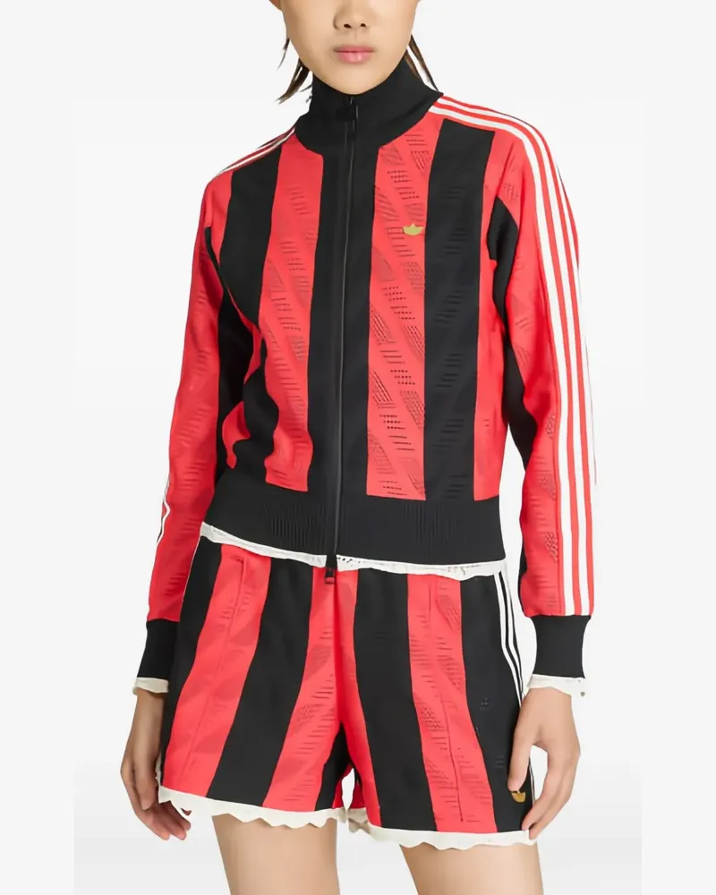 adidas Gestreifter Cardigan mit Logo - Rot Rot
