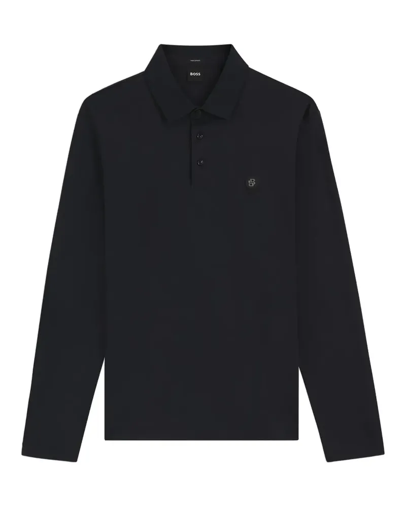 HUGO BOSS long-sleeve logo polo shirt - Schwarz Schwarz