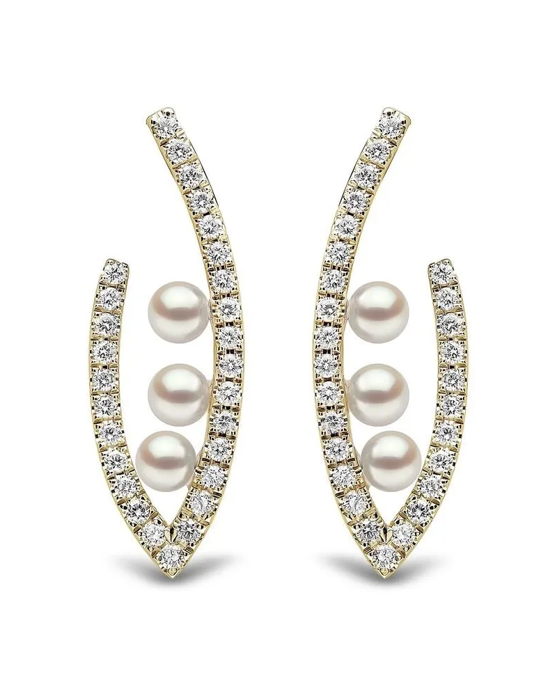 YOKO London 18kt Sleek Gelbgoldohrringe mit Akoya-Perlen und Diamanten Gold