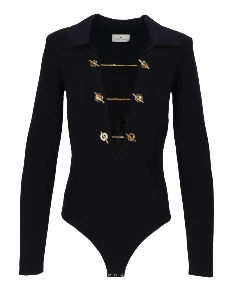 Elisabetta Franchi Langärmeliger Body - Schwarz Schwarz