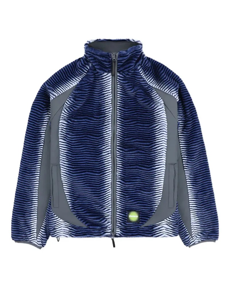 PLEASURES zip-up fuzzy jacket - Blau Blau