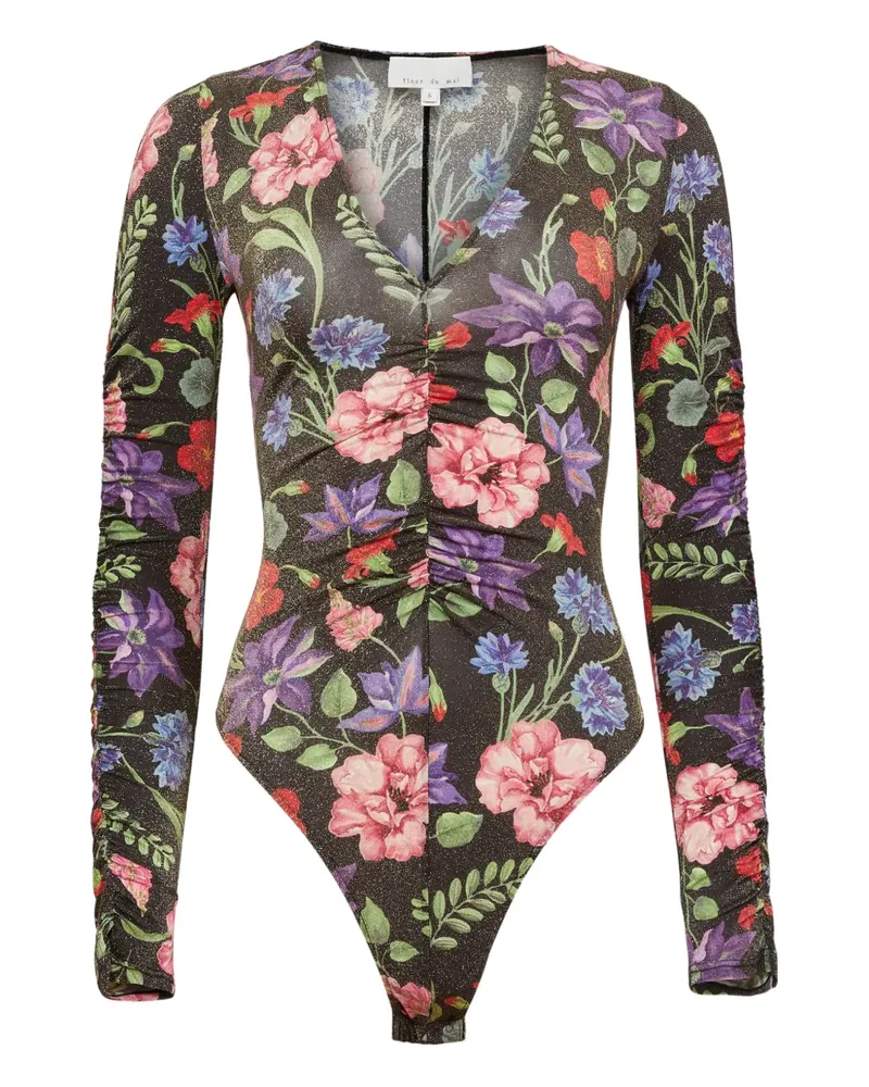 Fleur Du Mal Wildfleur Plunge bodysuit - Schwarz Schwarz