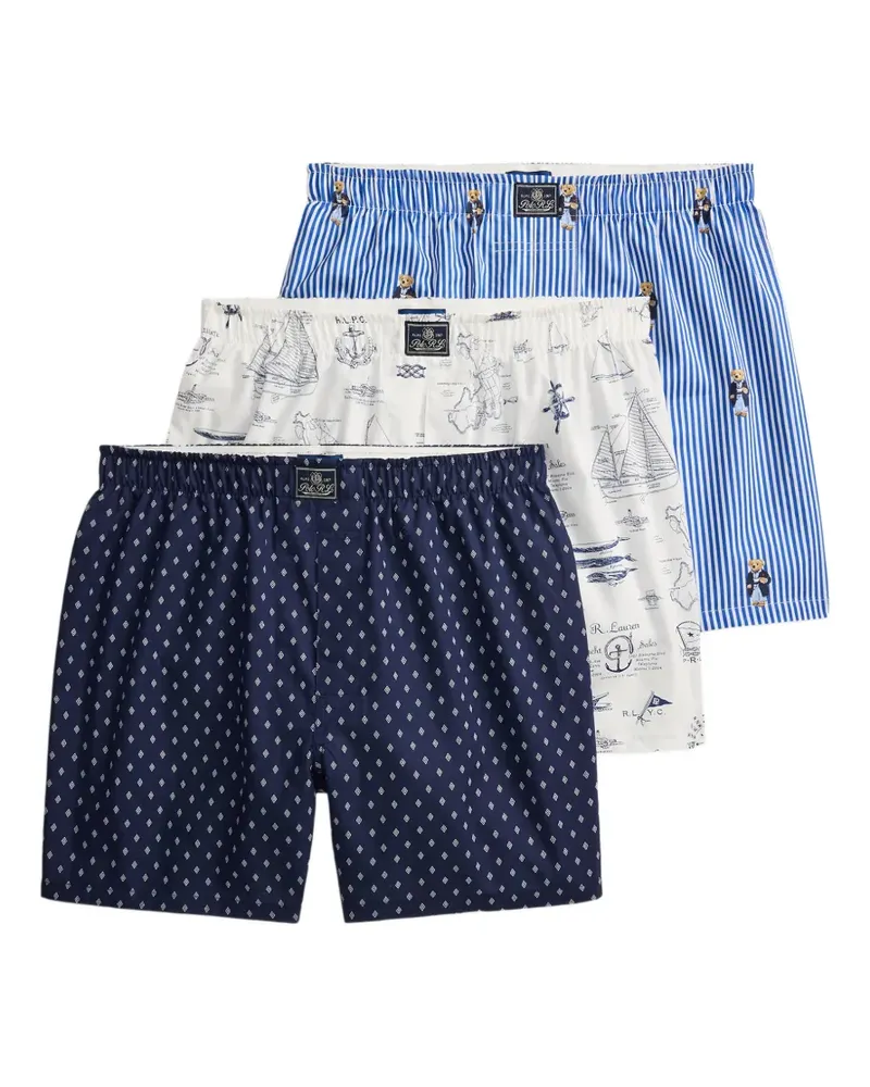 Ralph Lauren Polo Bear geometric-print boxers (set of three) - Blau Blau