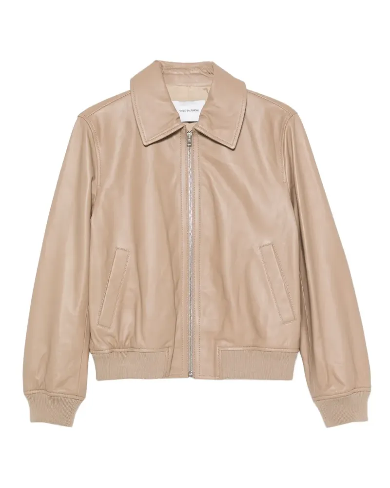 Yves Salomon zip-up leather jacket - Nude Nude