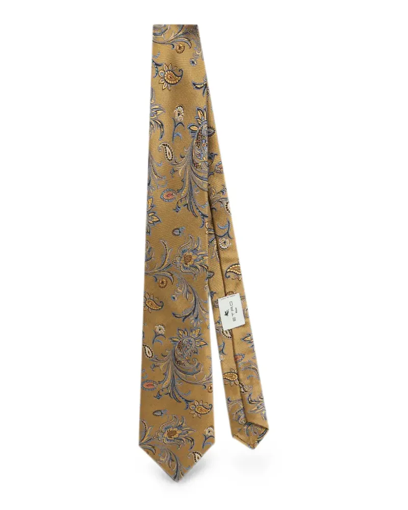 Etro silk jacquard tie with floral paisley motif - Gelb Gelb