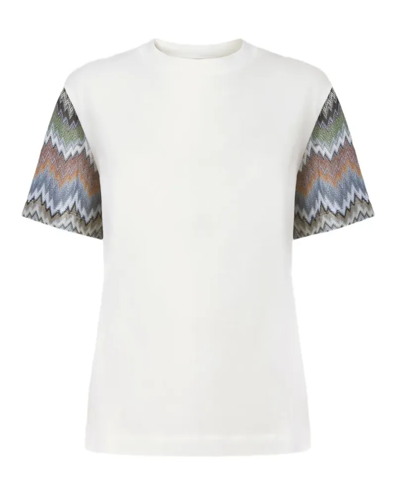 Missoni zigzag-sleeve crew-neck T-shirt - Weiß Weiß