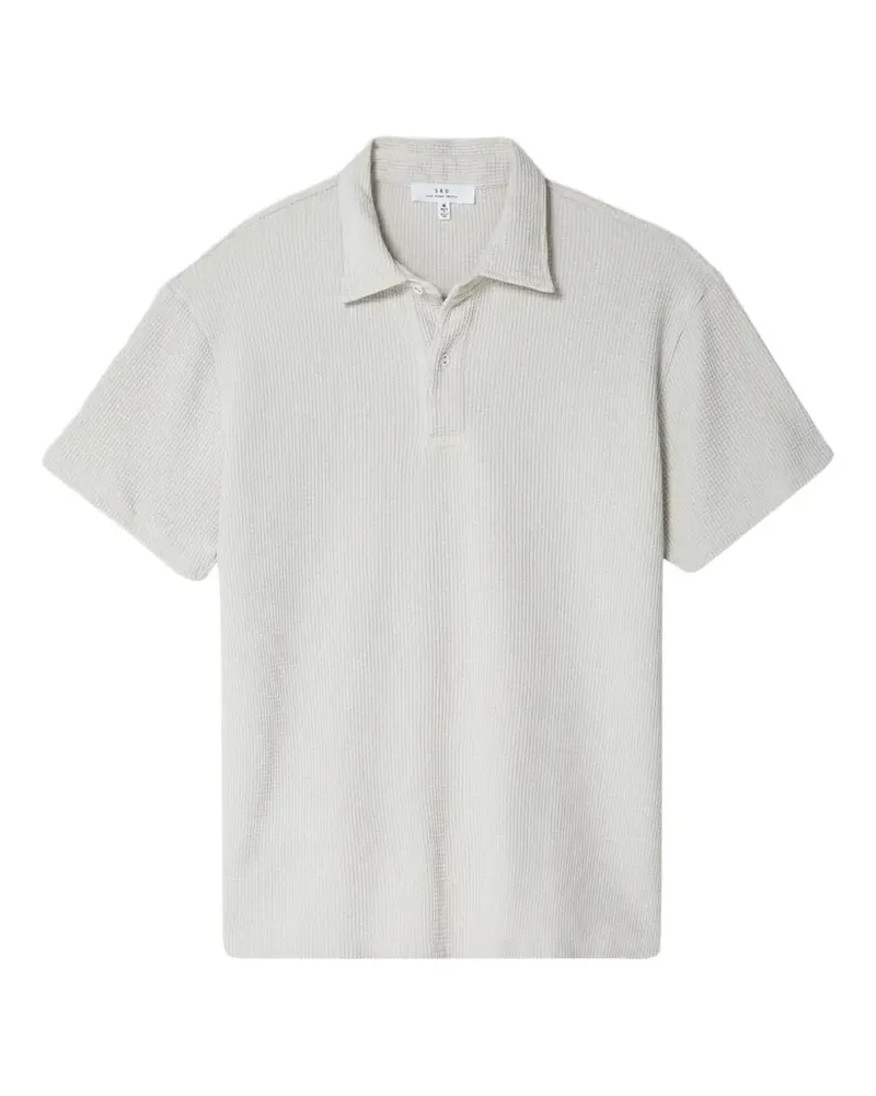 Save Khaki United Poloshirt mit Waffelstrick-Muster - Grau Grau
