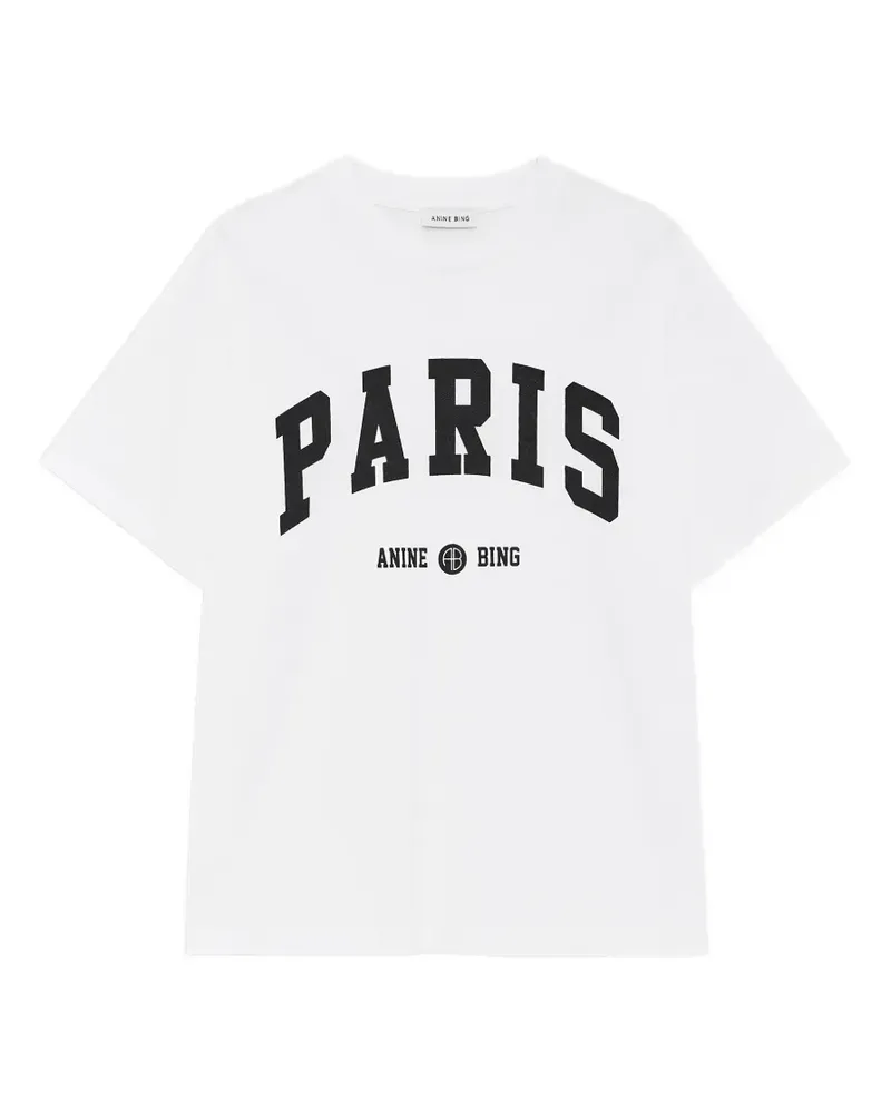 Anine Bing Cade T-Shirt Paris University - weiß Weiß