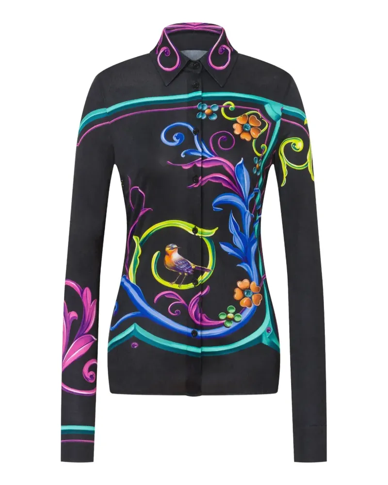 Moschino floral-print long-sleeve shirt - Schwarz Schwarz