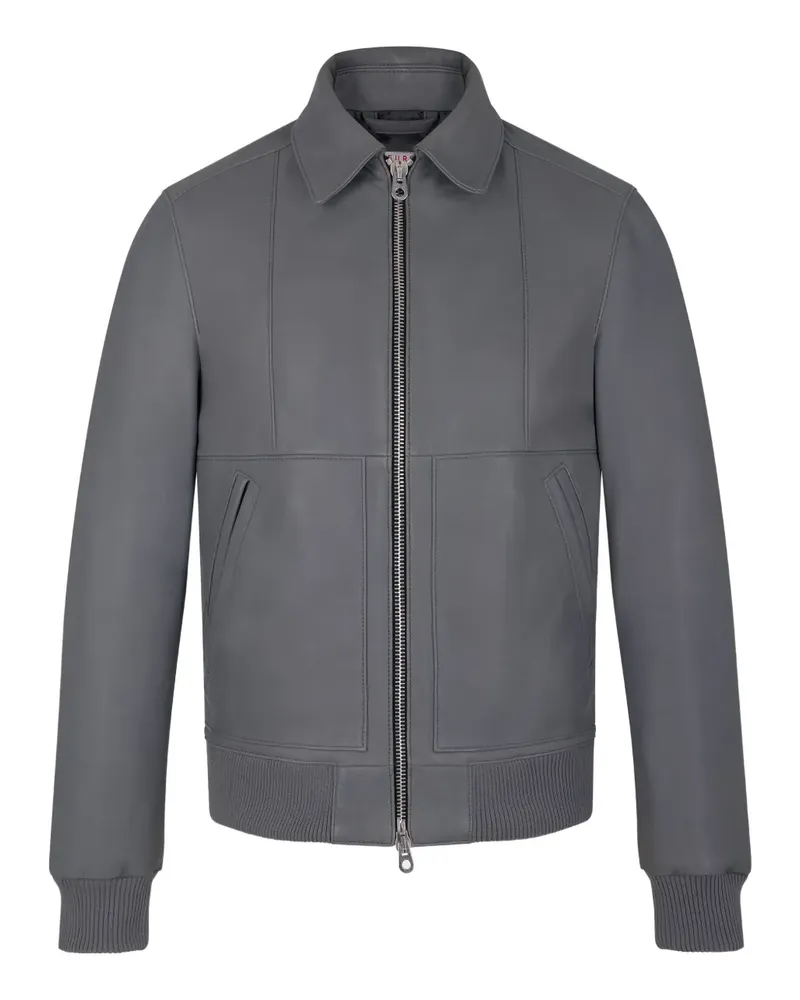 FURSAC Klassische Lederjacke - Grau Grau