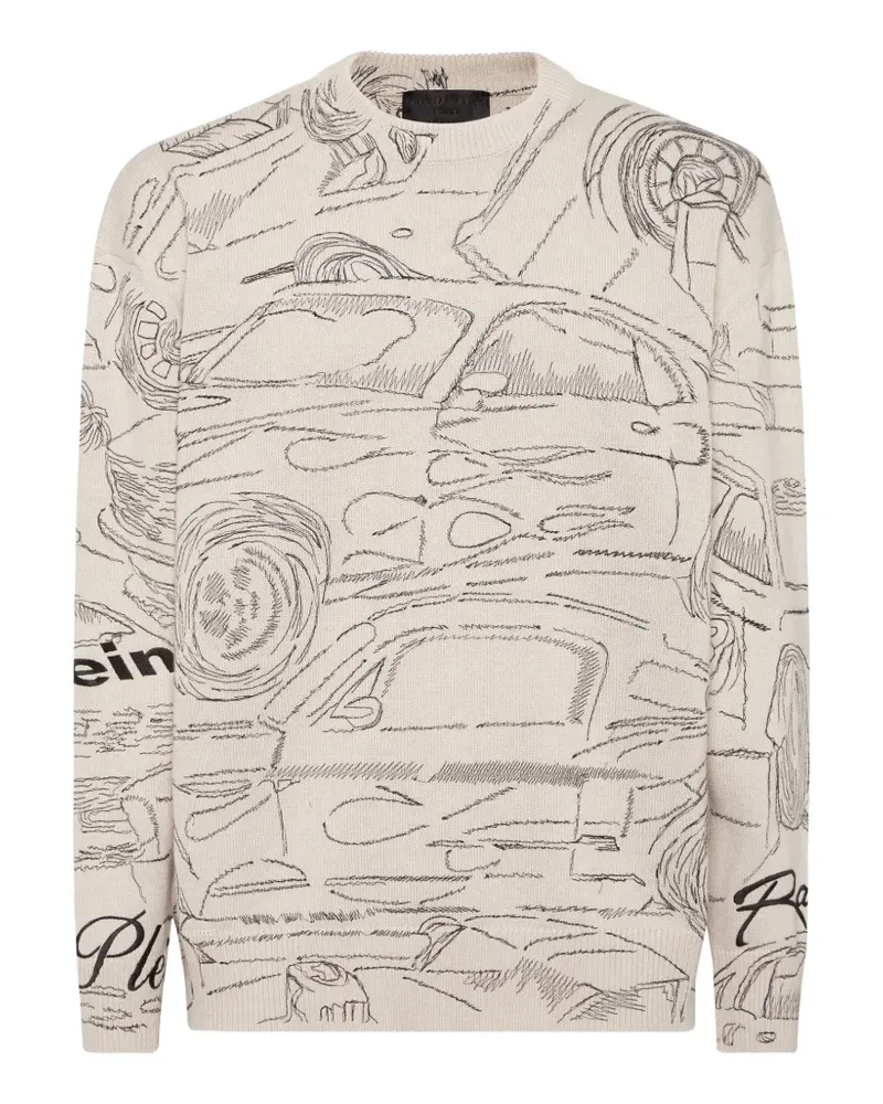 Philipp Plein Cars Racing Pullover - Weiß Weiß