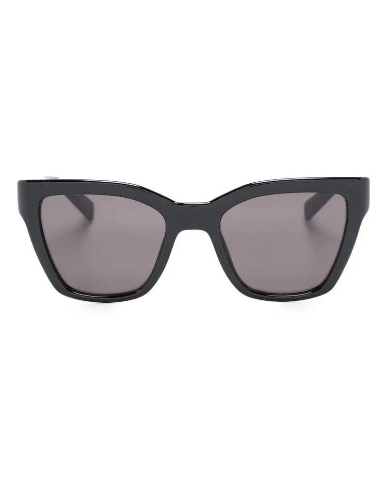 Saint Laurent Eckige Sonnenbrille mit Logo-Print - Schwarz Schwarz