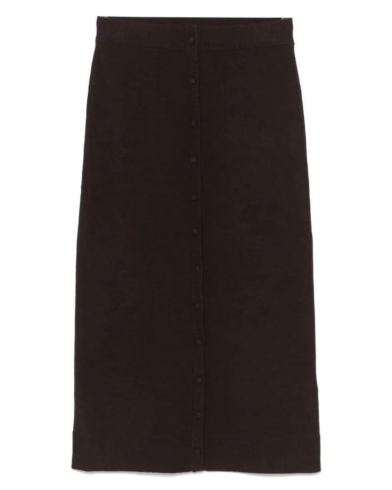 Victoria Beckham Midirock mit Knopfdetail - Braun Braun