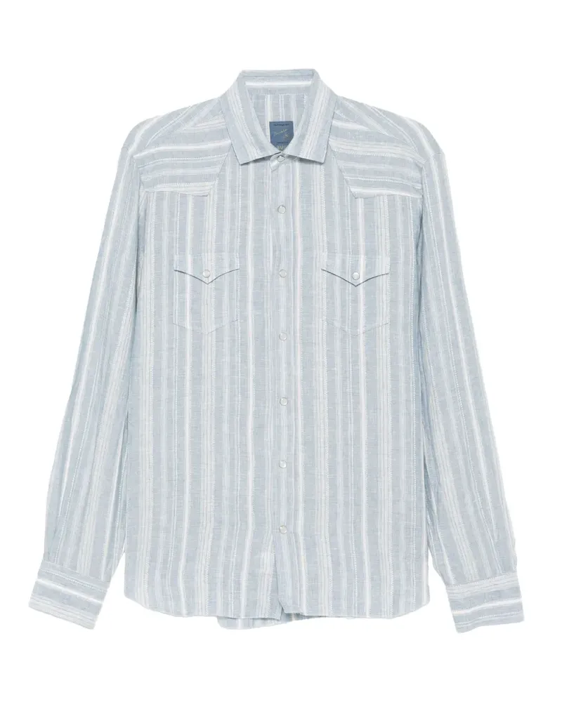 BARBA Gestreiftes Hemd mit Klappentaschen - Blau Blau