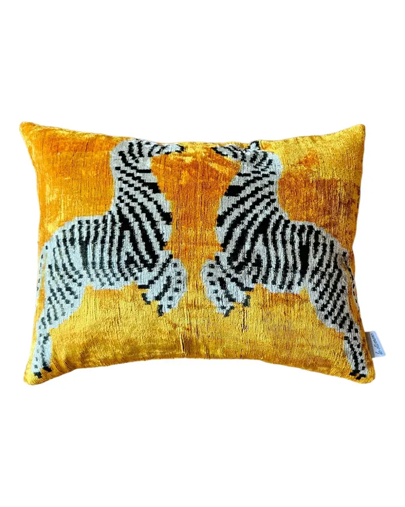 Les-Ottomans zebra-print silk cushion (40cm x 50cm) - Gelb Gelb