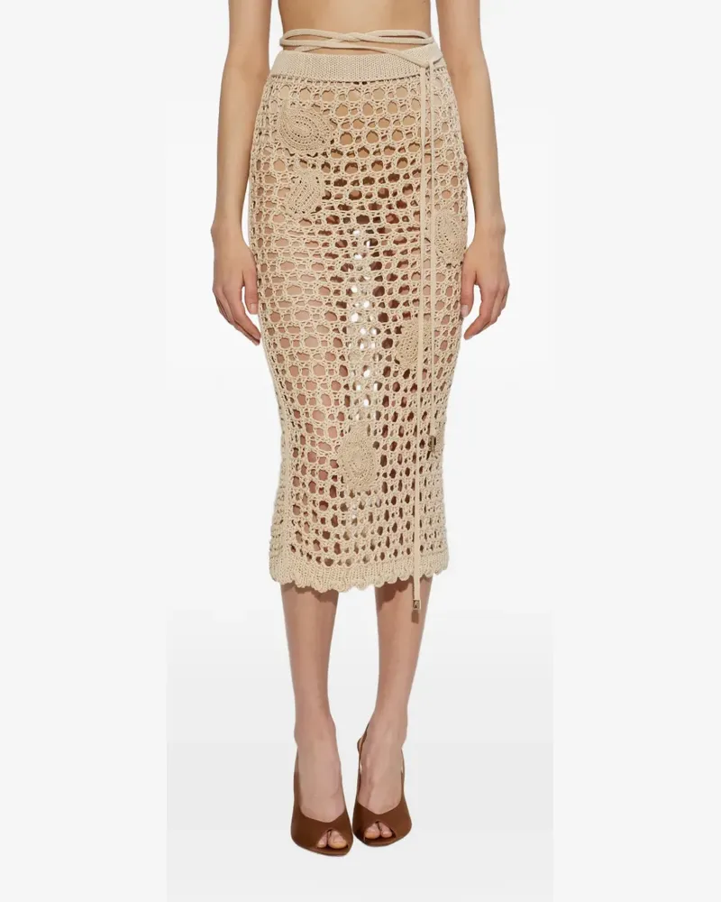 ATTICO crochet-knit midi skirt - Nude Nude