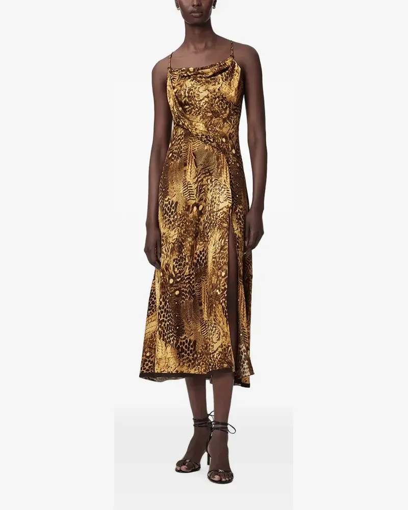 AllSaints Claire animal-print midi dress - Nude Nude