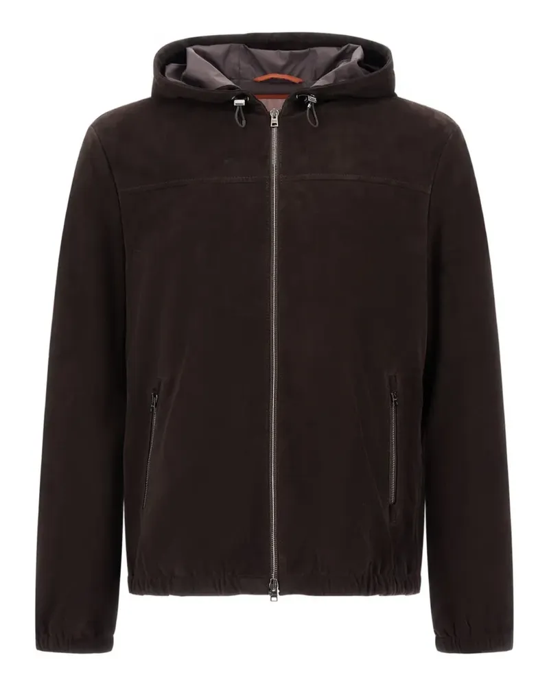 Herno Resort hooded suede-leather jacket - Braun Braun