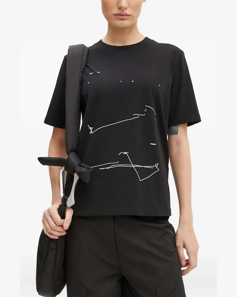 Heliot Emil Kurzärmeliges T-Shirt mit grafischem Print - Schwarz Schwarz