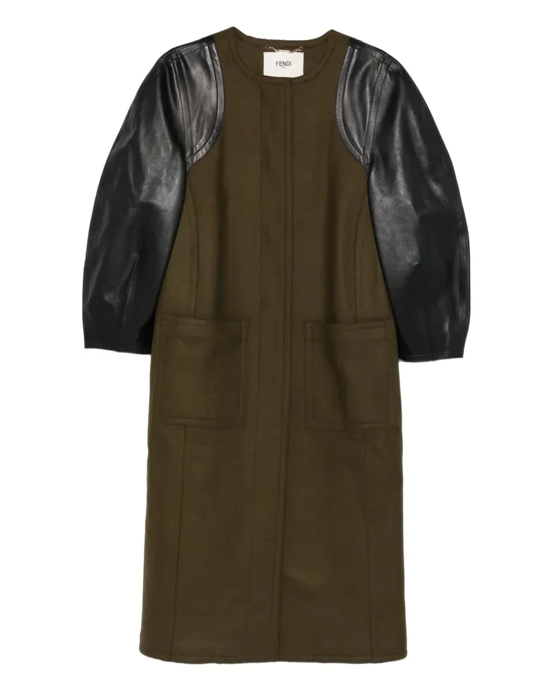 Fendi Wollmantel mit Lederärmeln - Grün Grün