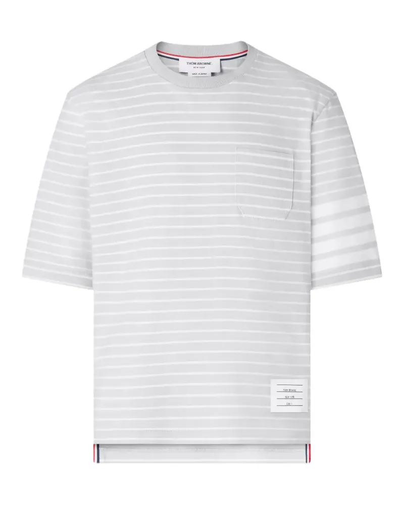 Thom Browne T-Shirt mit Streifen-Stricktasche - Blau Blau