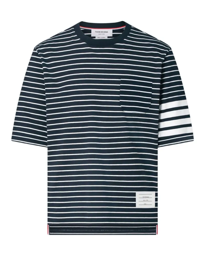 Thom Browne T-Shirt mit Streifen - Blau Blau
