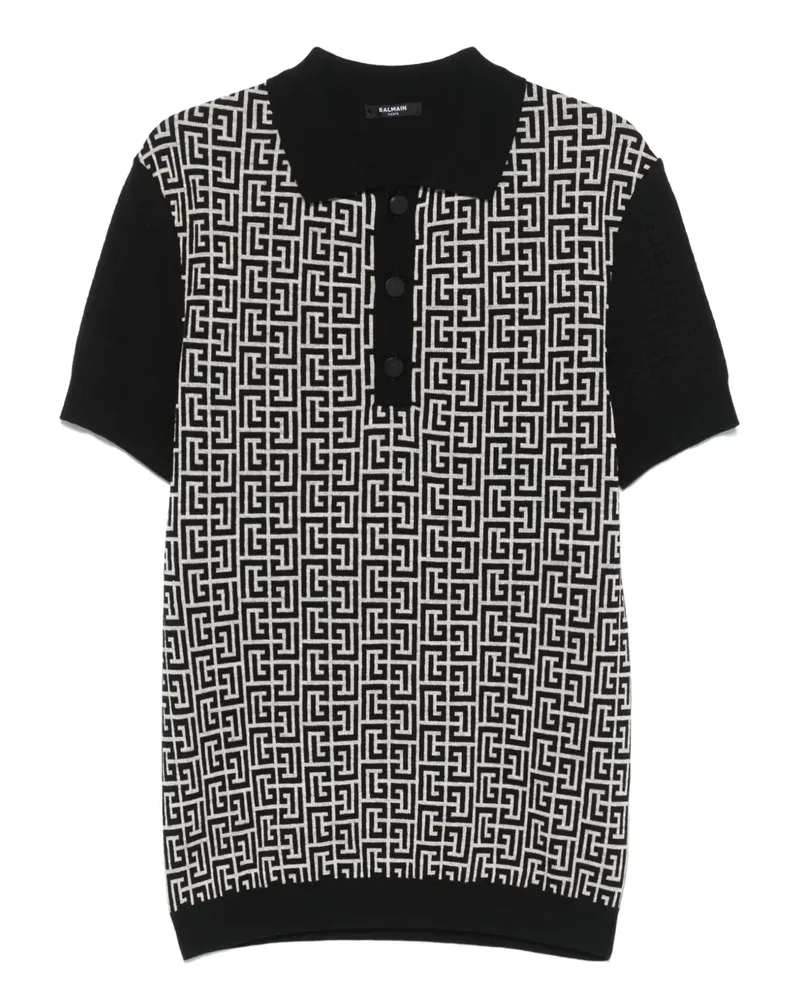 Balmain Gestricktes Poloshirt mit Monogramm - Schwarz Schwarz