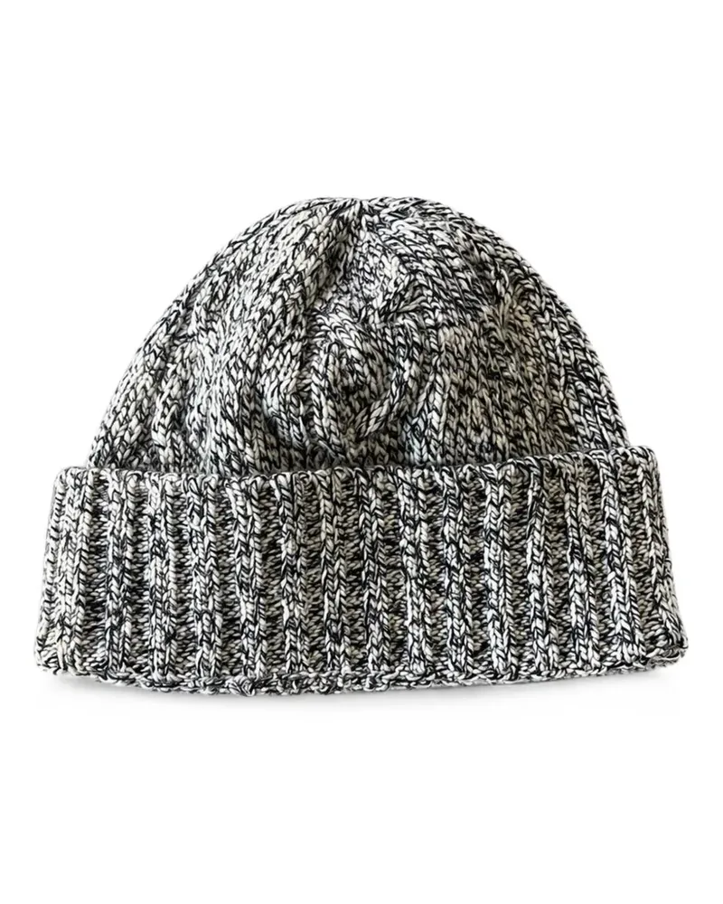 LARDINI cable-knit turn-up brim beanie hat - Weiß Weiß