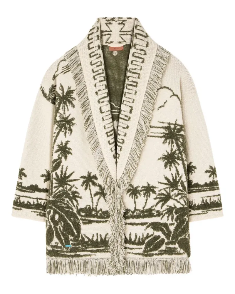Alanui palm-tree fringe cardigan - Nude Nude