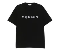 T-Shirt mit geflocktem Logo - Schwarz