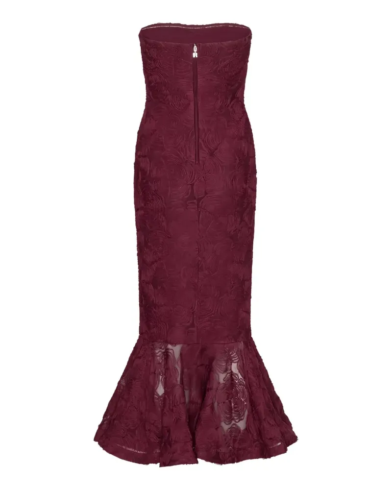 ROTATE Birger Christensen Flower Maxikleid aus Mesh Rot