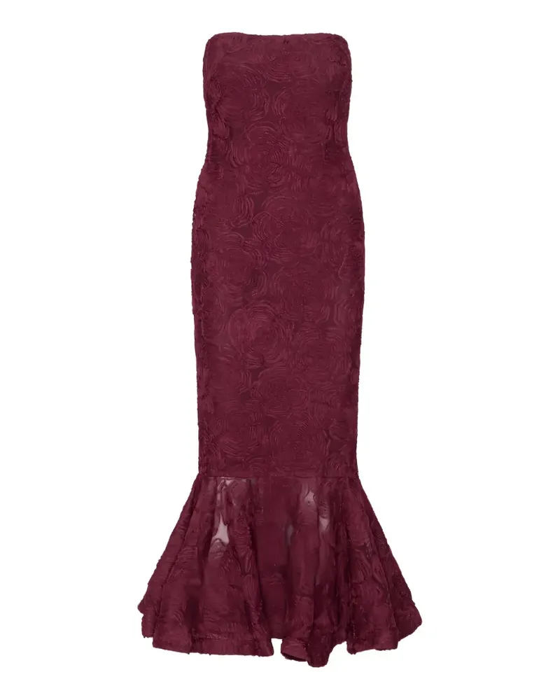 ROTATE Birger Christensen Flower Maxikleid aus Mesh Rot