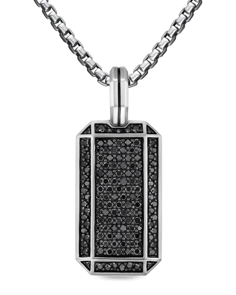 David Yurman Octagonal Sterlingsilber-Anhänger mit Diamanten 27mm Silber