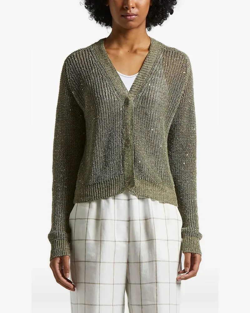 Peserico Cardigan im Metallic-Look - Grün Grün