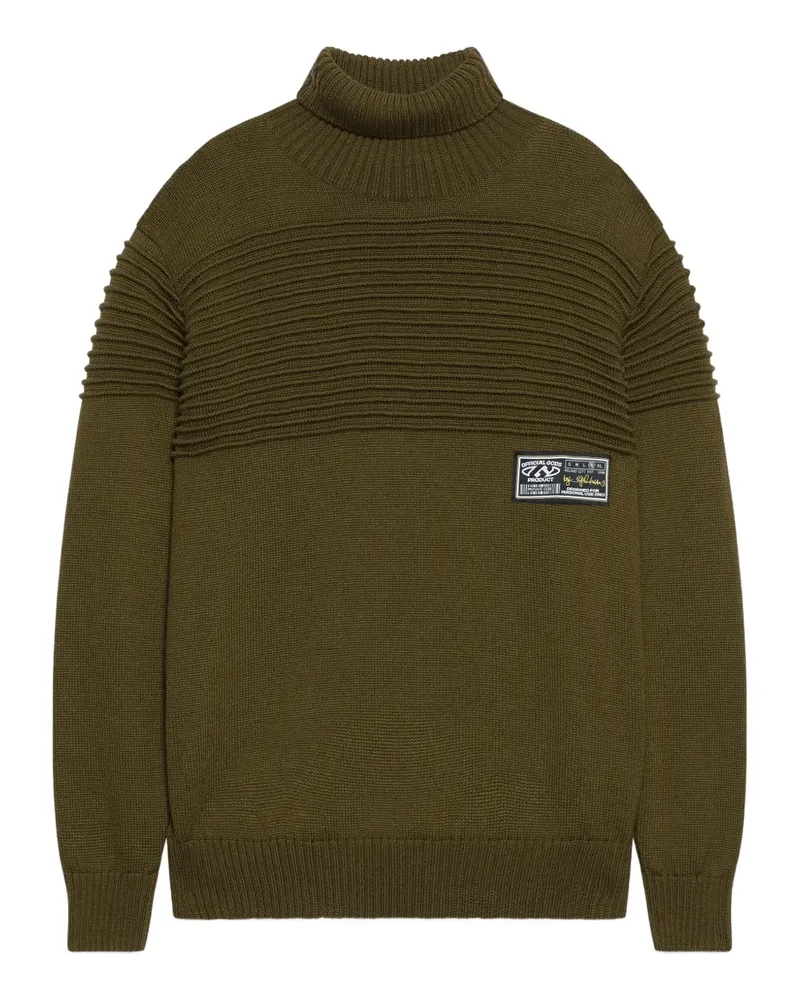 GCDS Gerippter Rollkragenpullover - Grün Grün