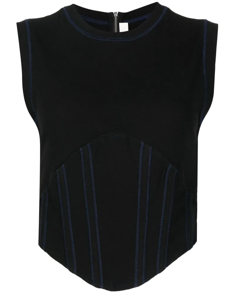 Dion Lee Fein geripptes Top - Schwarz Schwarz