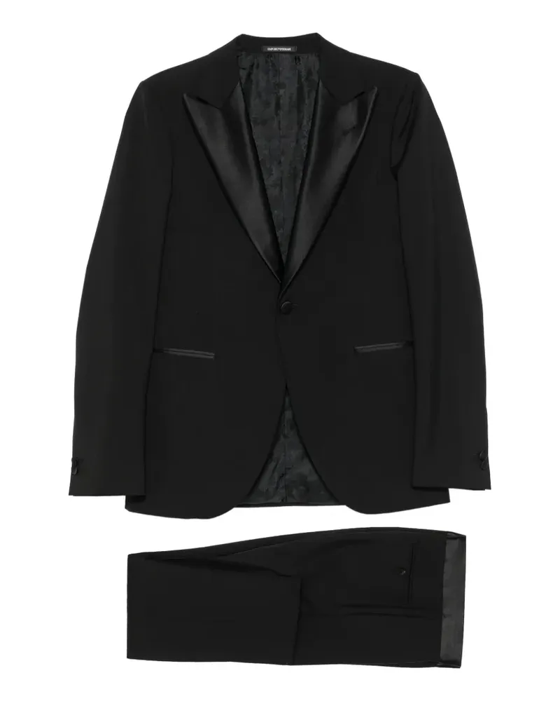 Emporio Armani satin-trim peak-lapel suit - Schwarz Schwarz