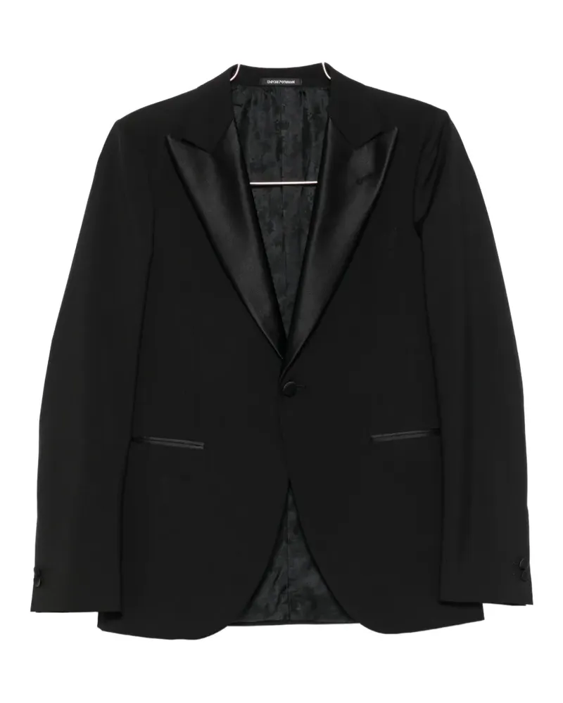 Emporio Armani satin-trim peak-lapel suit - Schwarz Schwarz