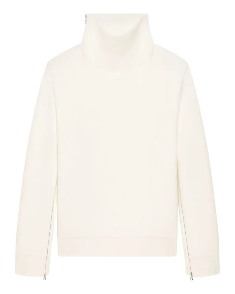 Courrèges Stehkragen-Pullover mit Reißverschlussdetail - Weiß Weiß
