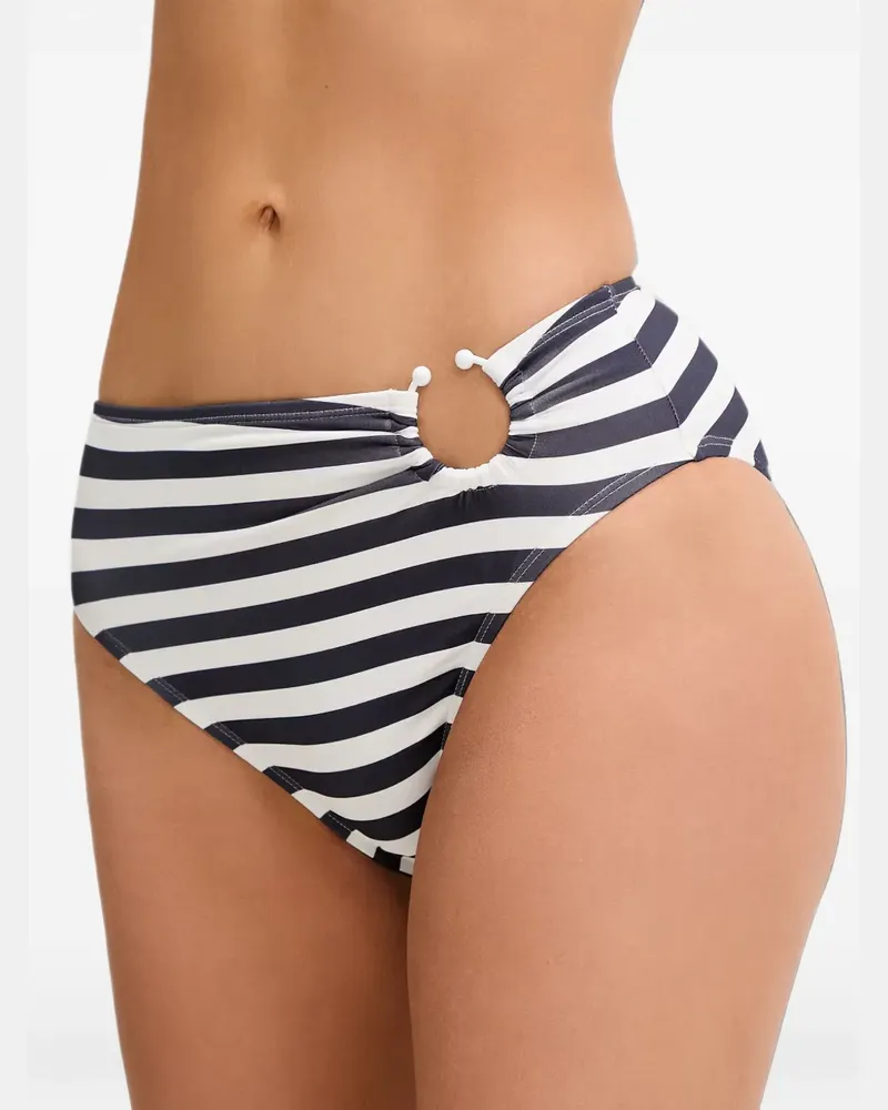 Michael Kors striped ring-detail bikini bottoms - Blau Blau